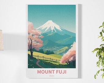 Mount Fuji Travel Poster, Japan Poster Art, Mount Fuji Illustration, Cherry Blossom Wall Art, Japan Digital Print, Tokyo Print, Digital Art