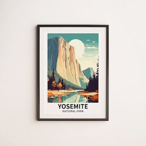 Yosemite National Park Wall Art, National Park Illustration Poster, Digital Download, SVG, PNG, Vector, Clipart