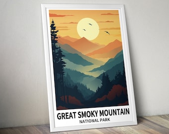 Great Smoky Mountains National Park Wall Art, Great Smoky Mountains Home Decor, National Park Digital Download, National Park Travel Art