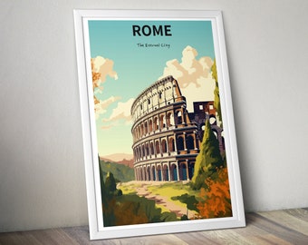Rome Travel Poster, Eternal City Art Print, Colosseum Wall Art, Rome Poster, Italy Digital Print, Home Decor, Travel Gift, Housewarming Gift