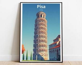 Pisa Digital Art, Pisa Poster, Leaning Tower of Pisa Poster, Italy Travel Gift, Italy Wall Art, Wall Decor, Digital Download, Housewarming