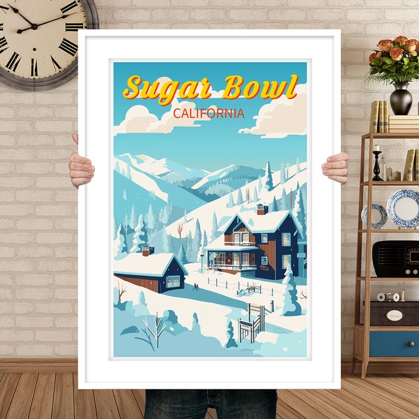 Sugar Bowl Ski Resort Poster, Sierra Nevada Mountain Art, Sugar Bowl Wall Art, Ski Resort Roster, Snowboard Poster, Snowboard Printable Art