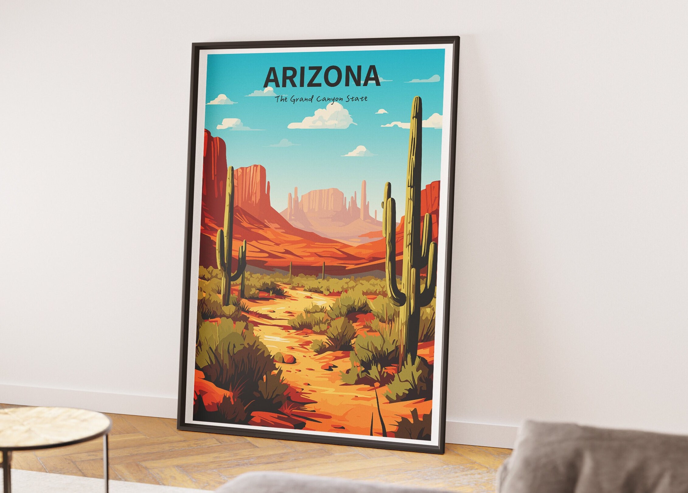 Arizona Travel Poster Cactus National Park Art Saguaro National Park 