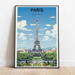 Paris City Wall Art, The City Of Love Illustration, Eiffel Tower Digital Poster, Digital Download, SVG, PNG, Vector, Clipart