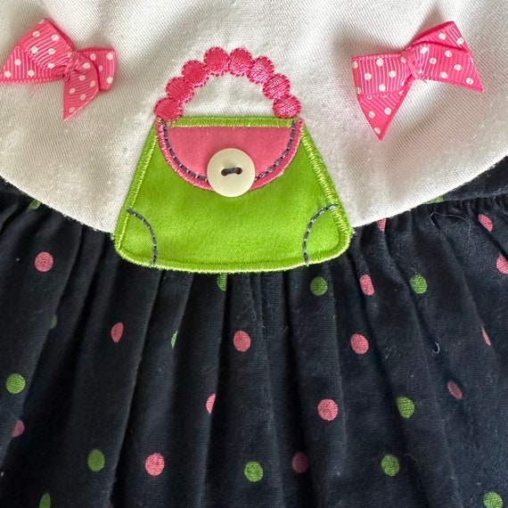 Vintage 90s Baby Girl Polka Dot Collared Dress / … - image 6