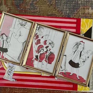 Vintage Framed Eloise Prints| Vintage Brass Trifold Frame| Eloise Book Art| Eloise at the Plaza Party Decor Gift
