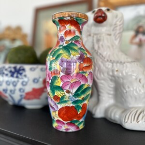 Vintage Chinoiserie Vase Floral Fruit Vase Greek Key Chinoiserie Chic Southern Preppy Accent Piece Grand Millennial Decor|  Maximalist Decor