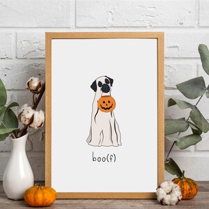 Ghost Dog Wall Art, Halloween Pun Art, Boo, Printable Art, Home Decor, Digital Download