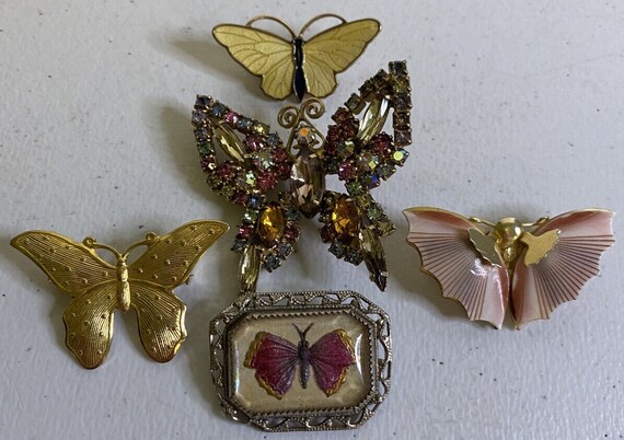 2 vintage Moth/Bee & Frog Figural Rhinestone Pins