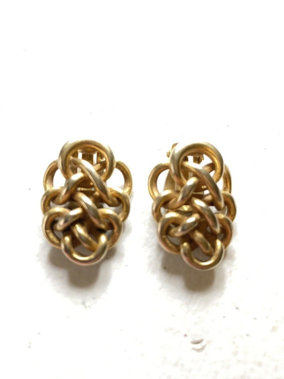 Vintage DKNY Clip On Earrings Gold Tone