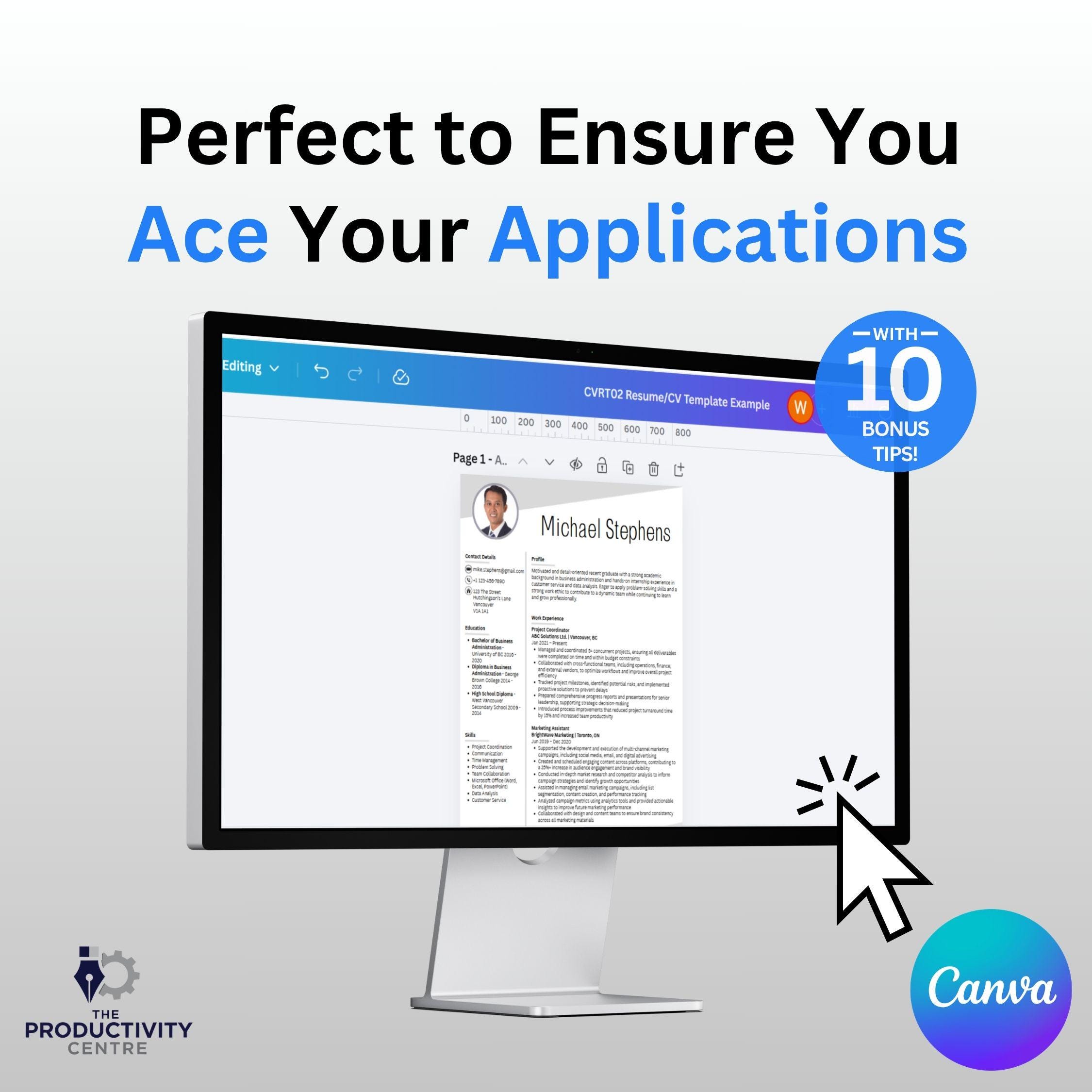 Resume + Cover Letter Template Bundle | Editable Canva CV Set | Modern ...