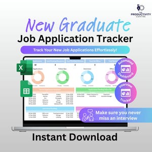 New Graduate Job Tracker Spreadsheet | Post Grad 9-5 Job Hunt Organizer | ATS Resume Tracker for Recent Grad Men & Women