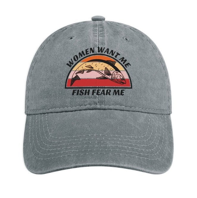 Women Want Me Fish Fear Me Hat Embroidered Stitched Snapback Baseball Hat,  Gift Under 20 