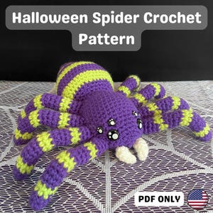 Halloween Spider Crochet Pattern, Crochet Tutorial PDF, Beginner Friendly Crochet Plush Toy