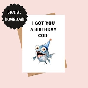 Geburtstagskarte zum ausdrucken, Digital Download, Kardieren lustig, Fisch ful, Kardieren, Gruß Cardful, Lustiges Kardiert