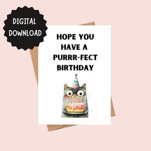 Geburtstagskarte, Katze Kardieren, bedruckbar, Lustige Karte, Wortspiel, Digital Download, Kardieren lustig, Kardieren, Gruß Cardful, lustig kardiert