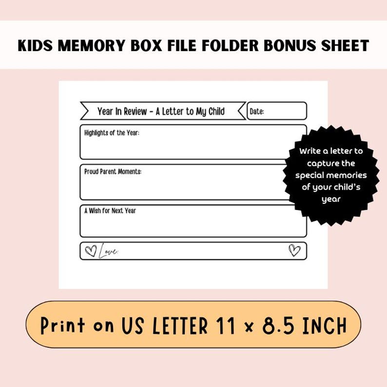 File Folder Bonus School Memory Box File Cover: Daycare to Grade 12 (printable PDF Set ...