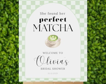 Matcha Bridal Shower Sign: Editable Canva Template (Digital Download)