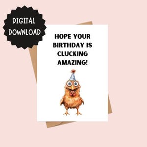 Geburtstagskarte, Huhn / Henne, bedruckbar, lustige Karte, Wortspiel, digital Download, Kardieren lustig, Gruß Cardful, lustig kardiert, Hühnerliebe
