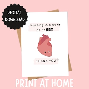Danke, Krankenschwester, Dank, Krankenschwester, Wortspiel, druckbare Karte, Dankbar Krankenschwester, Digital Download, Kardieren lustig, Lustiges Kardieren