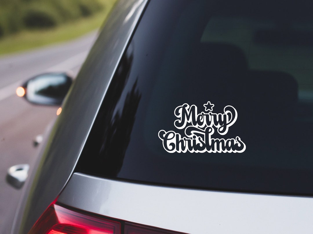 Merry Christmas Vinyl Car Decal Holiday Car Sticker Etsy