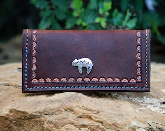 Hand Tooled Leather Checkbook Cover