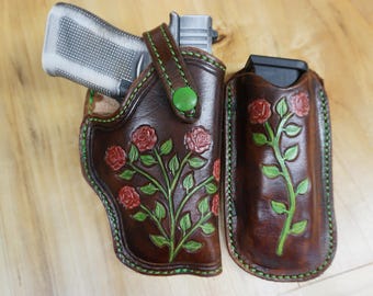Handmade Leather 9mm Holster with Clip