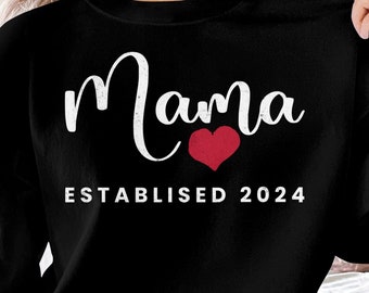 Mammatröja, mammatröja, est. 2024, mamma est-tröja, mors dag-present, cool mamma, första mors dag-present, personlig present, nybliven mamma