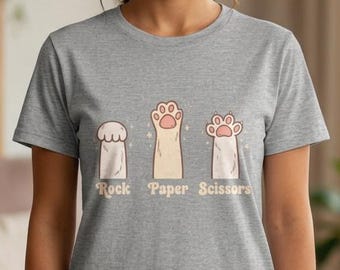 Rock, Paper, Scissors! Cat Lovers T-shirt, Funny T-shirt, Women's Shirt, Sarcastic T-shirt, Large Print