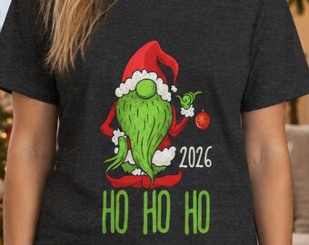 Gnome 2026 Ho Ho Ho! Funny Christmas T-shirt, Women's Shirt, Sarcastic T-shirt, Large Print, Christmas Gnome