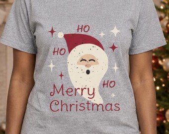Ho Ho Ho Merry Christmas! Vintage Christmas T-shirt, Women's Shirt, Large Print, Merry Christmas, Vintage Santa