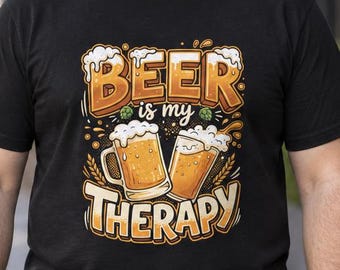 La bière, c'est ma thérapie ! Passe-temps national... T-shirt humoristique, impression audacieuse, t-shirt homme, idée cadeau papa, amateurs de bière
