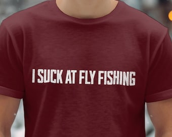 Tshirt da pesca, camisa da pesca com mosca, truta prateada, truta marrom, marido do presente da pesca, presente da pesca, homem exterior, eu sugo na pesca com mosca!