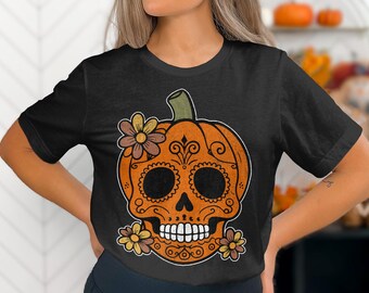 Mexican Skull, Cute Halloween Ghost Shirt, Halloween Women's Shirt, Fall Shirt, Halloween Party Shirt, Spooky Season Shirt, Autumn Shirt