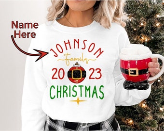 Personalized Family 2023 Christmas Sweatshirt, Monogrammed sweatshirt, Custom family shirt, Christmas gift idea, Holiday gift idea