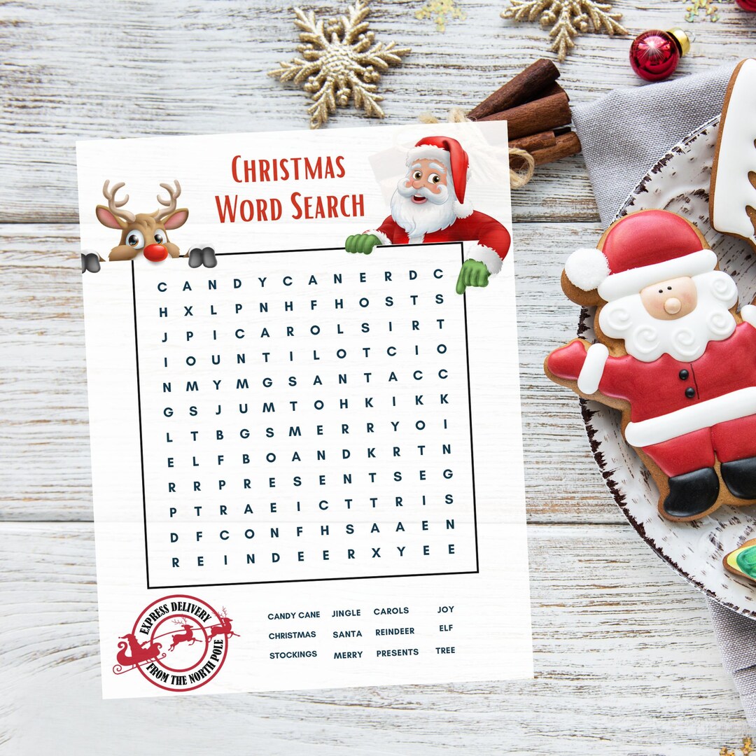 Printable Christmas Santa Word Search for Kids With Answer Key - Etsy