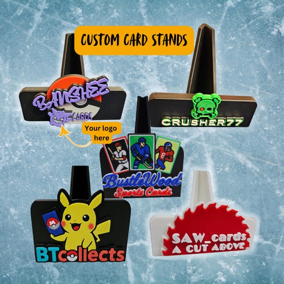 Custom Trading Card Stands, 3D Printed Sports Card Stands - Customize with your logo/name
