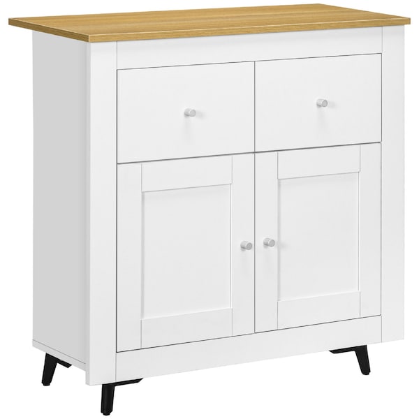 White Storage Cabinet Sideboard Freestanding Kitchen Cupboard with Drawers