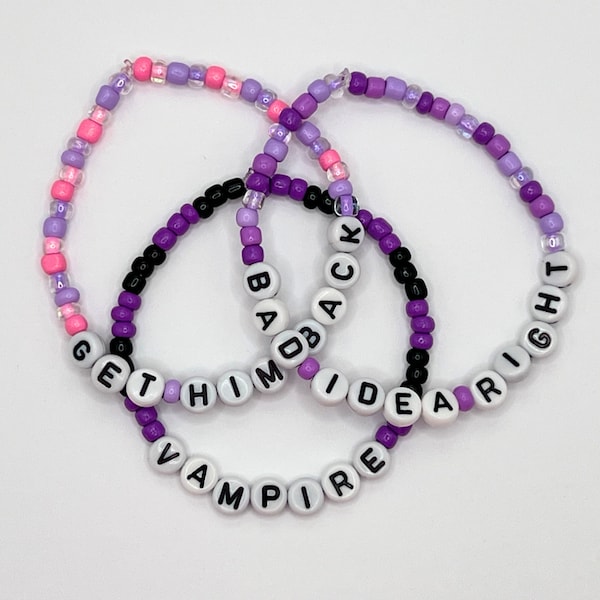 Olivia Rodrigo Song Beaded Bracelets | vampire, bad idea right?, get him back!, drivers license, deja vu, good 4 u, & more!