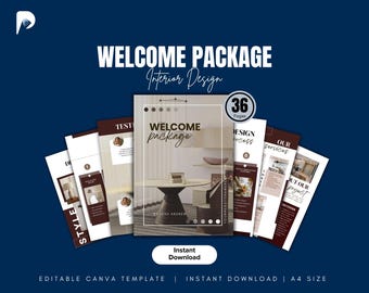 Interior Design Welcome Package Template | With FREE Digital Calendar | Editable Canva Template