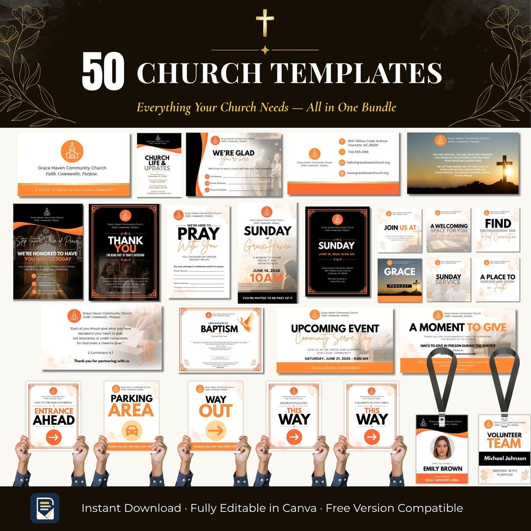 50 Church Canva Templates Bundle | Ministry Welcome Signs, Bulletins ...