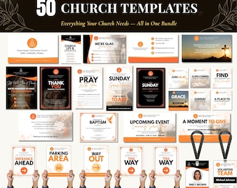 50 Church Canva Templates Bundle | Ministry Welcome Signs, Bulletins (Digital Download)