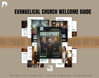 Evangelical Church Welcome Guide | 50-Page New Member Packet (Canva Template)