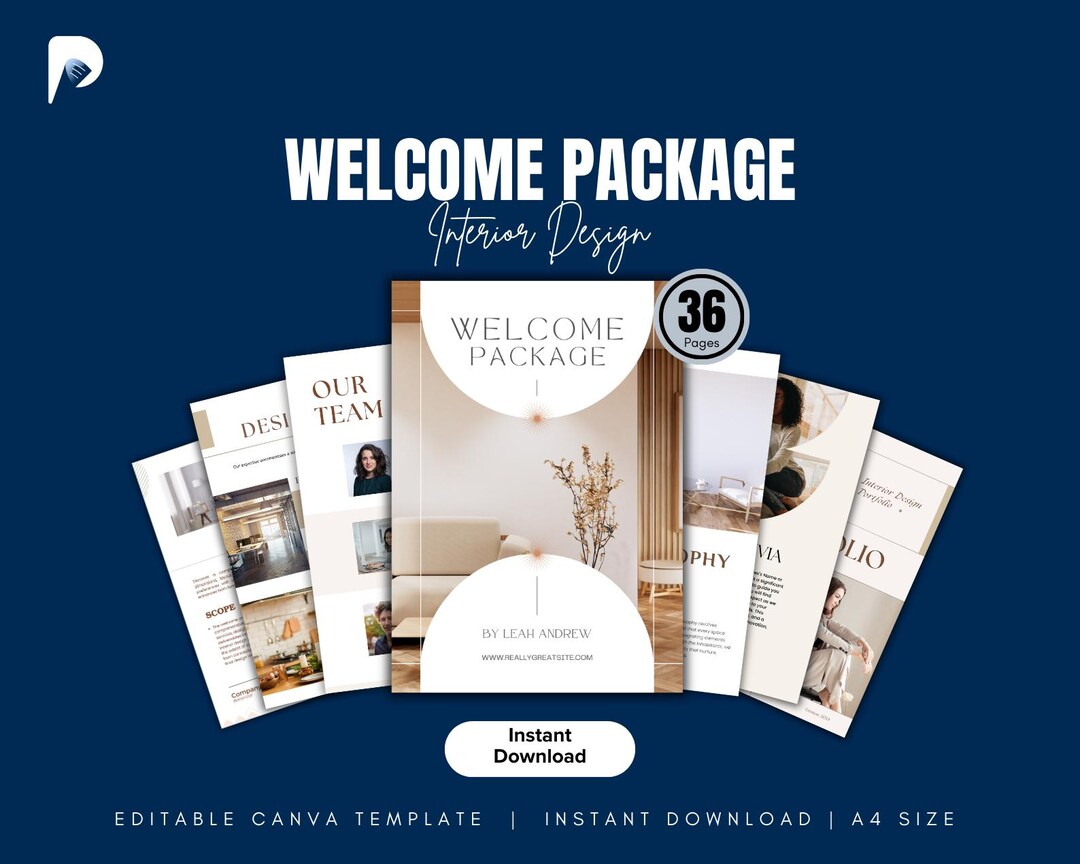 Interior Design Client Welcome Kit | Editable Canva Template (digital ...