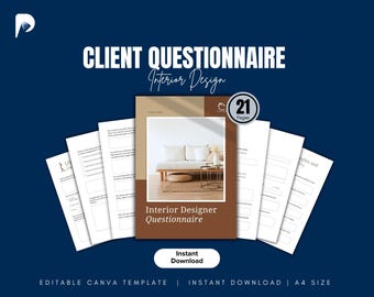 Interior Design Client Questionnaire | Editable Canva Intake Form (Digital Download)