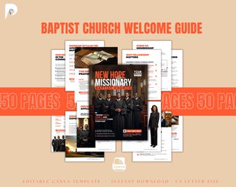 Baptist Church Welcome Guide | 50-Page New Member Orientation Packet (Canva Template)