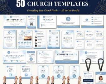 50 Church Canva Templates Bundle | Bulletin, Signs, Programs (Digital Download)