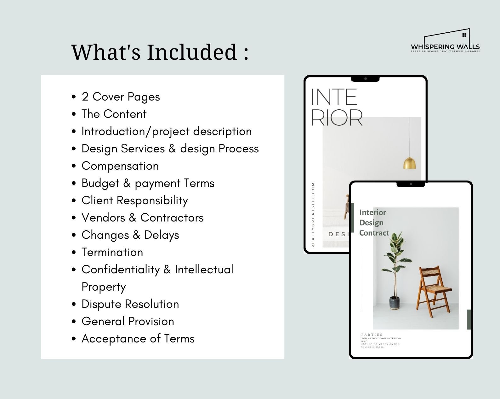 Interior Design Contract Template Fully Editable Canva - Etsy