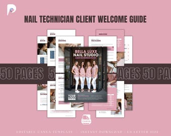 Nail Technician Client Welcome Guide | Editable Canva Salon Packet (Digital Download)
