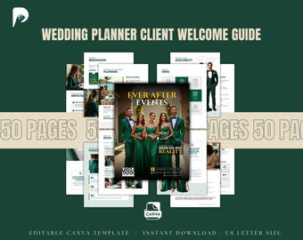 Wedding Planner Client Welcome Guide | 50-Page Canva Onboarding Packet (Digital Download)